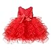 TiaoBug Baby Girls Flower Wedding Pageant Princess Bowknot Communion Party Dress Red 12-18 Months