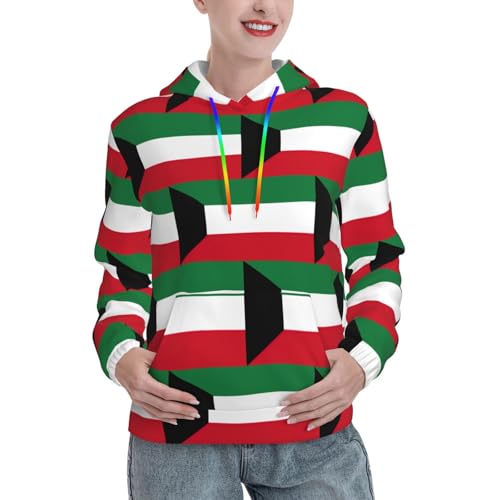 Sweat à capuche imprimé drapeau koweïtien et sweat graphique femme automne
