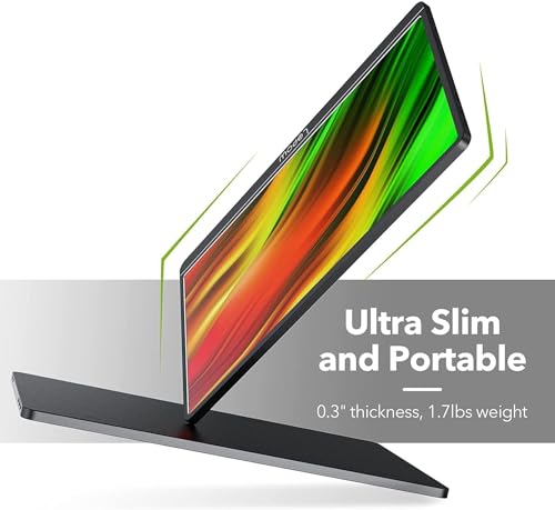 Image of Lepow Portable Monitor 15.6 Inch, FHD 1080P USB-C HDMI Gaming Ultra-Slim IPS Display Eye Care Screen with Speakers, External Monitor for Laptop PC PS4 Xbox Phone w /Smart Cover, Plug & Play Black