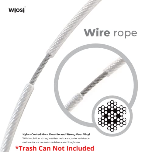 Image of Animal Proof Trash Can Lid Lock for Large Garbage Bin Outdoor - Metal Outside Trash Can Lock for Animal Raccoons Squirrels Dogs Strong - White Clear Nylon Coated Wire Rope - Universal Fit - 2-Pack