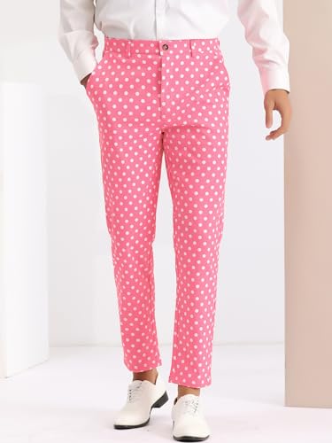 Lars Amadeus Polka Dots Dress Pants for Men's Flat Front Business Wedding Retro Trousers2