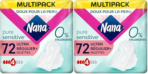Serviettes Nana Ultra Régulier anti-irritation avec ailettes PureSensitive flux régulier