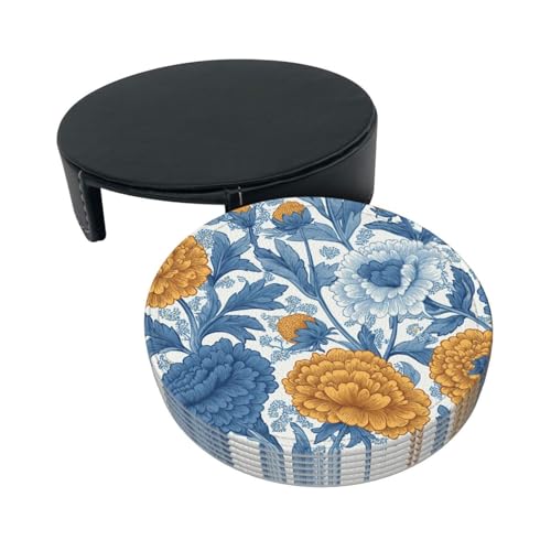 Dessous de verre vintage cuir fleuri art de la table rétro - 4