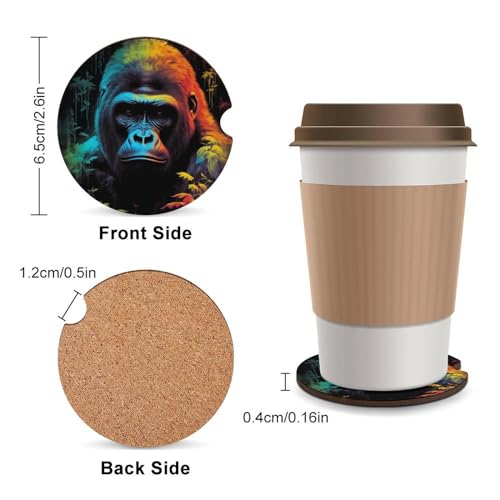 Juego de 4 portavasos para carro diseño Gorilla colorido miniatura 2