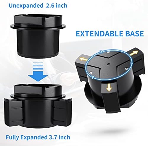 OHMOTOR Car Cup Holder, 2 in 1 Cup Holder for Cars Drink Cup Holder with Adjustable Base and Movable Bracket, Fits Most Soda Cans and Beverage Bottles