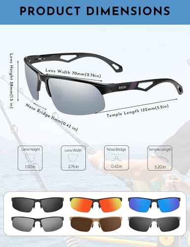 Image of BIRCEN Polarized Anti-Glare Sunglasses for Men: Lightweight Metal Wrap around Sun Glasses UV Protection for Driving Fishing
