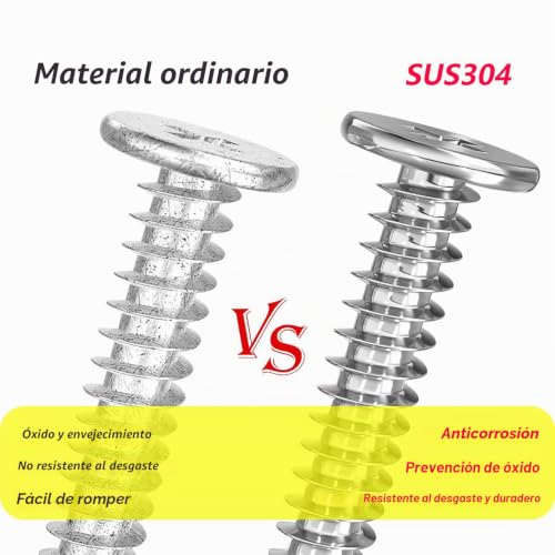 Miniatura 6 de Ctyjia 20 Piezas Delgado Tornillos Autorroscantes De Cabeza Plana, M5 X 18 Mm Tornillos De Cabeza Cruzada, De Acero Inoxidable, Rosca Completa