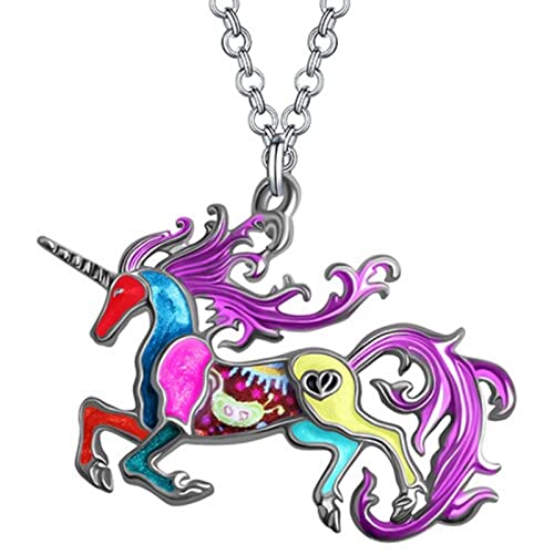 Collier licorne émail doux multicolore pendentif animal sacré pour femmes et filles