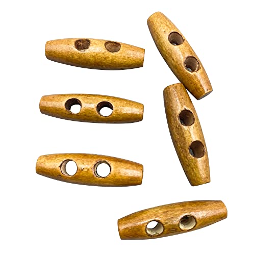 50pcs 2 Holes Wooden Buttons Horn Toggle Sewing Buttons Horn Tooth Shape Knitting Accessory for Coat Jacket Sewing Craft DIY 40mm (#3) PT2104