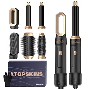 Pro Hairstyler 6 in 1 Hair Dryer Brush Set,Atopskins Air Styler Set Haarstyler Ionen Föhnbürste mit 30mm Warmluft-Lockenstab | Hairstyler 1000W Haartrockner Föhn für Volumen, Trocknen,Glätten & Locken