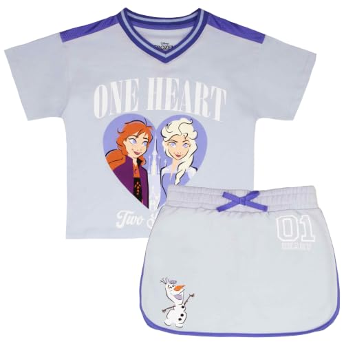 Image of Disney Princess, Lilo and Stitch, Minnie Mouse, Moana and Frozen Girls 2-Piece Sets - Short Sleeve T-Shirt and Skort for Kids