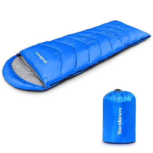 Yordawn Sleeping Bags for Adults Kids, 3 Season Warm Cold Weather Camping Sleep Bag Lightweight for Backpacking Hiking Waterproof Portable with Compression Bag