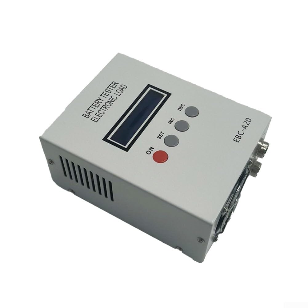 EBC-A20 für Batteriekapazitätstester, 20 A, Entladungsanalysator für Säure, Lithium, Eisen, Phosphat, mit LCD-Display, USB-PC-Steuerung, weißes Metallgehäuse, 150 x 120 mm
