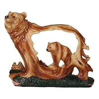 Ebros Gift Nature Rustic Faux Wood Wildlife Grizzly Bear with Cub Roaming The Forests Figurine Wildlife Animal Decor Statue for Fans of Bears Hunters Outdoors Cabin Western Themed Decors