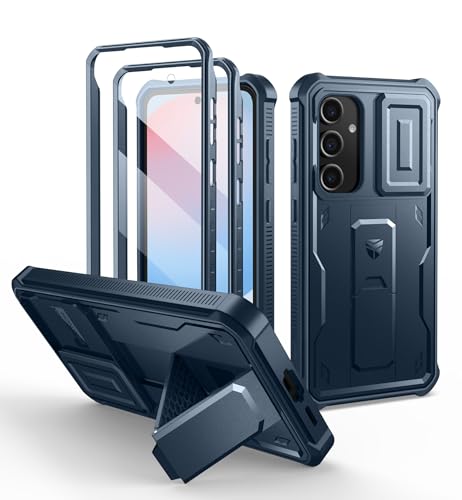 Image of Dexnor for Samsung Galaxy S24 FE Case with Built-in Slide Camera Cover & Screen Protector & Kickstand,Heavy-Duty Rugged Case Full-Body Bumper Protective Cover for Galaxy S24 FE(2024),Navy Blue