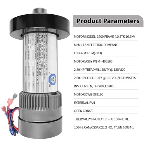 Image of Treadmill Motor with Flywheel, M-405565 130V 2.80HP DC 1939W Treadmill DC Drive Motor Replacement forNordicTrack & forProForm,OE# C3364B4370M M-405565 m-362190 405618 314571 349568 356334.