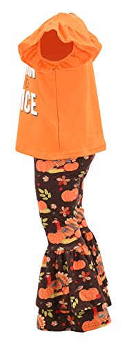 Image of Unique Baby 2 Piece Girls Double Bell Bottom Leggings Outfit with Short Sleeved Shirt Kid and Toddler Clothes Set