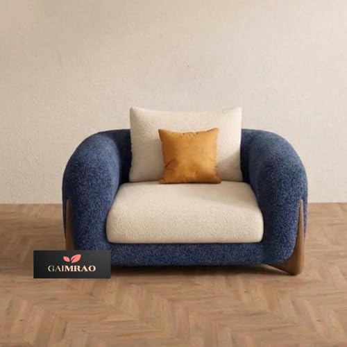 Image of Classic 3+1= 4 Seater with Footrest Seater Sofa Set Luxury Chesterfield Modern Fahionalable Sleeper Sofa for Living Room, Dining Room, (Blue & Beige)