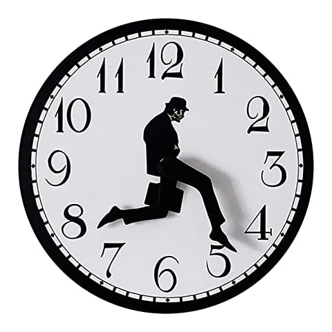 SHE.White Ministry of Silly Walks Clock, Silly Walk Wall Clock British Comedy Inspired Ministry of Silly Walk Wall Clock Creative Wall Clock Artwork Sweep Seconds Silent Cover
