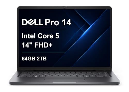 Image of Dell Pro 14 PC14250 Laptop, 14 inch FHD+, Intel Core 5 120U, 64GB DDR5, 2TB SSD | Next Gen Latitude 5450, Business Laptop, Anti-Glare, >Ultra 5 125U, Thunderbolt 4, 1080p IR Webcam, RJ45, Backlit, Win 11 Pro