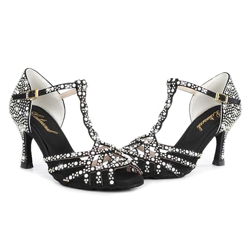 Image of Latinsoul Y205-34 Women's Crystal Embellished Latin Dance High Heel Shoes - Stylish Design Adjustable Ankle Strap Dance Shoes