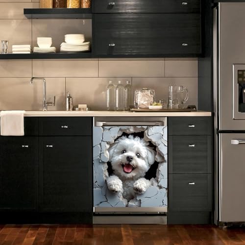Image of BVBOX Dishwasher Magnet Cover 23 inchx26 inch, Reusable Magnetic Refrigerator Covers, Dishwasher Magnets Decorative Cover Fridge Door Skin Panel Stickers for Home Kitchen Appliance,Dogs
