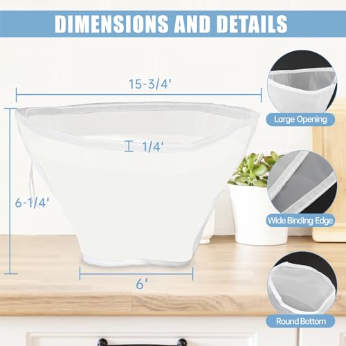 Amicmilano 2Pack(1X200 Micron & 1X125 Micron) Bowl-Shaped Nylon Nut Milk Bag, Reusable Cheese Cloths Bag For Straining, Fine Mesh Food Strainer Bag thumb #1