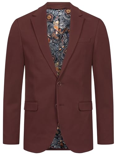 JEFF Herren JFEzra Sakko mit Stretch | Klassische Anzugjacke Herrenjackett Wine, 50
