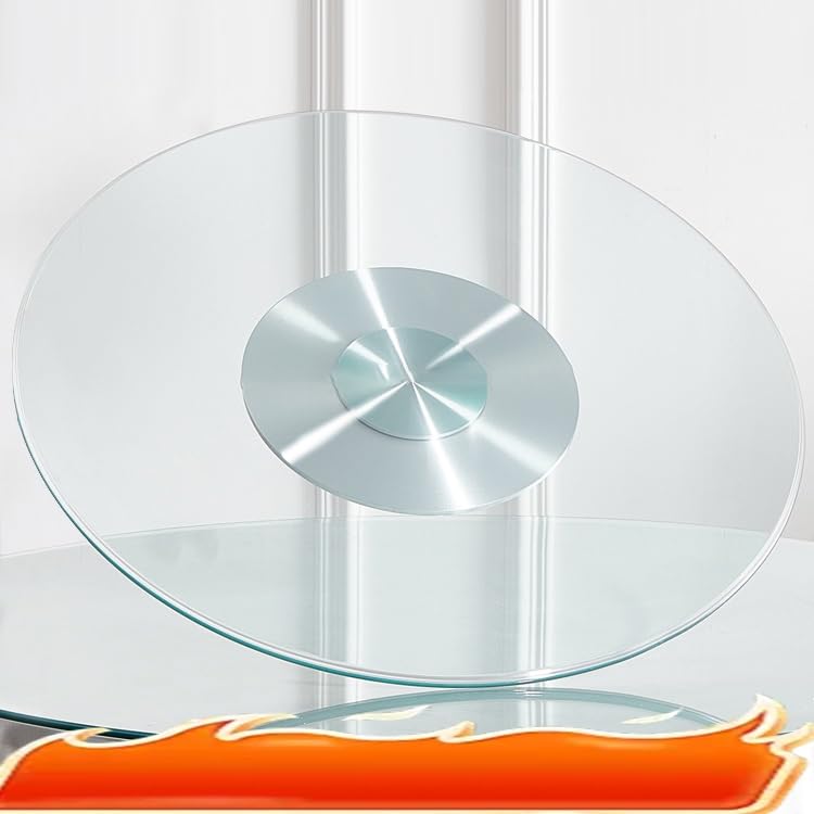 Grand Plateau Tournant en Verre Trempé Épais De 24 À 40 Pouces, Plateau De Service Pivotant pour Centre De Table, Plateau Tournant De Cuisine (100 Cm).