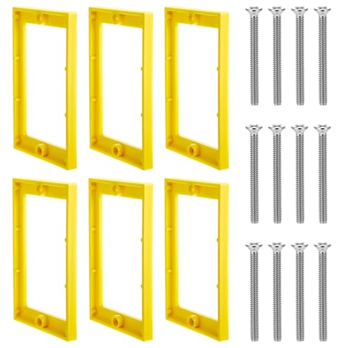 6pcs 1/4in Single Gang Electrical Box Extender, Outlet Box Extender with 12 Screws Receptacle Extenders for Electrical Outlet Switches (Yellow)