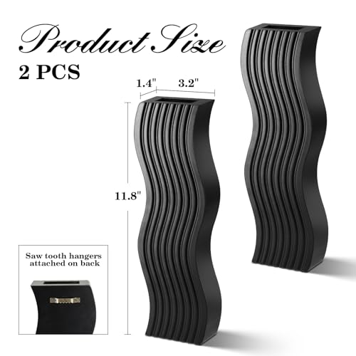 2 Pack Wall Decor Wood Wall Planters for Indoor Plants, Modern Wall Planter for Bathroom, Kitchen, Dining Room, Living Room Wall Decor, Farmhouse Wall Vase for Decor Dried Flowers and Faux Greenery