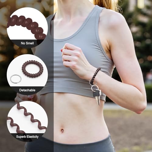 Image of TENOC Spiral Coil Keychain, Anti-lost Key Chain Holder Lanyard Cord for Sauna Outdoor Sports and Gym Pool