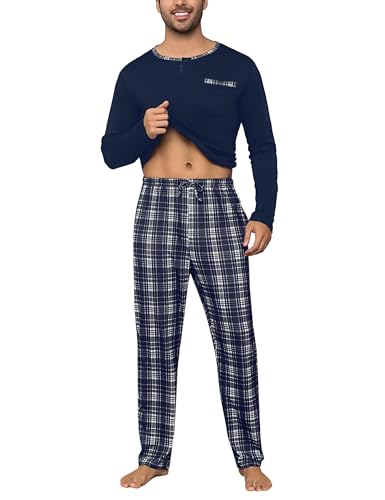 Litherday Pijama Hombre Algodón Invierno Manga Larga...
