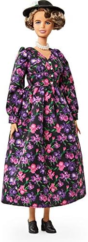 Barbie Inspiring Women Eleanor Roosevelt Doll (12-inch) Wearing Floral Dress, with Doll Stand & Certificate of Authenticity, Gift for Kids & Collectors