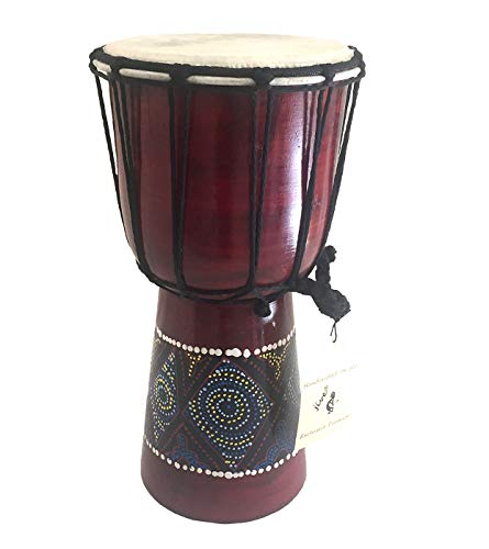 Djembe Drum Bongo Congo Solid Wood Drum Hand Painted Goat Skin - 12