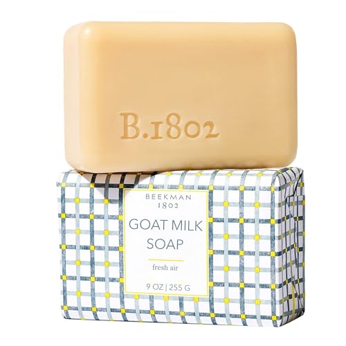 Beekman 1802 Goat Milk Soap Moisturizing Hand & Body Soap Bar with Shea Butter & Botanical Oils Triple-Milled Non-Drying Made for Sensitive Skin Fresh Air 9 oz