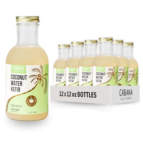 Cabana Cultures - Probiotic Coconut Water Kefir, Gut Health & Immunity Support, Hydration & Electrolytes, Vegan (Coco-Lime, 12-Pack)