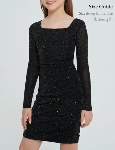 EXARUS Girls Formal Long Sleeve/Spaghetti Strap Dress Teen Party Dance Tween Juniors Tight Cute Bodycon Short Dresses - Image 4