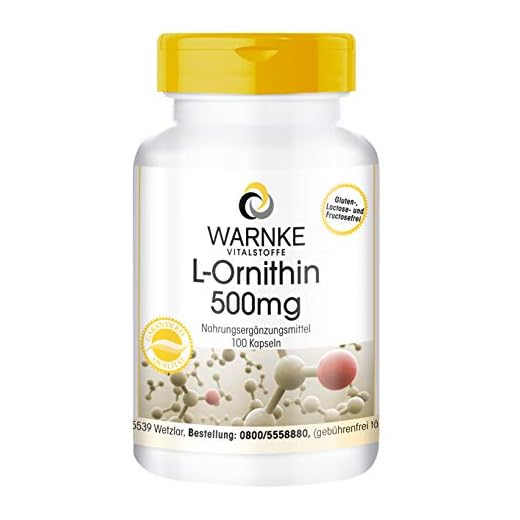 L-Ornithin kapslar – 500 mg L-ornitin per kapsel – högdoserad & vegan – 100 kapslar – aminosyra – Tillverkad i Tyskland