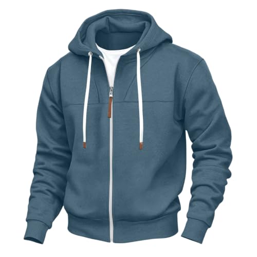 Mens Full Zip Hoodies Fashion Fleece Drawstring Hooded Sweatshirts Jackets - image 4