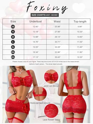 Image of Foxiny Sexy Lingerie Set 4 Piece Women Outfit Bra and Panty XXS-3XL