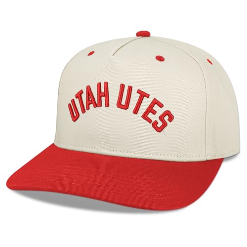 Legacy NCAA Officially Licensed Baseball Hat Utah Utes Lightweight Cap for Men & Women Heritage Twill Adjustable (HTA) Stone/Scarlet One Size Fits Most Adjustable Closure