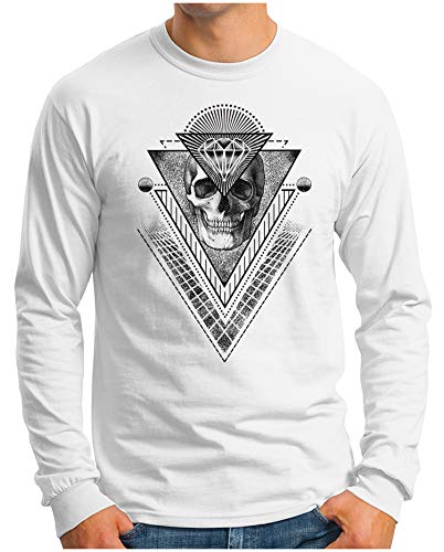 T-shirt manches longues homme OM3 blanc vêtement imprimé crâne XL