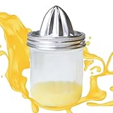 Spremiagrumi manuale in acciaio inossidabile, spremiagrumi portatile | Coperchio spremiagrumi con barattolo di vetro, per casa, cucina, arancione e lime, picnic all'aperto immagine
