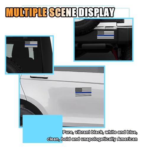 Image of American Flag Decal Thin Blue Line Sticker, 5.8 inchx3 inch Blue Lives Matter Flag Sticker Vinyl US Flag Decal - Support Police Law Enforcement Officer Sticker for Car, Truck, Window, Bumper (Classic Flag)