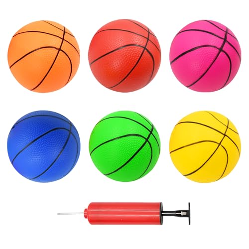 AolKee 6 Mini Ballons de Basket en PVC Durable - Panier de Basket Enfant, Diamètre : 15 cm - pour...