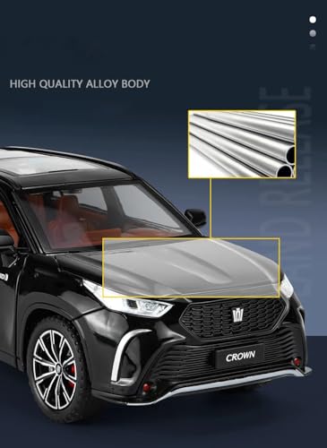 Image of 1:24 Crown Kluger SUV Model Car - Red Alloy Diecast Pull Back Toy with Sound, Light & Openable Doors - Gift for Kids Boys Girls (RED)