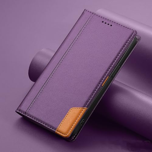 Étui iPhone 13 Pro Max violet, coque avec portefeuille magnétique cuir et porte-cartes amovible