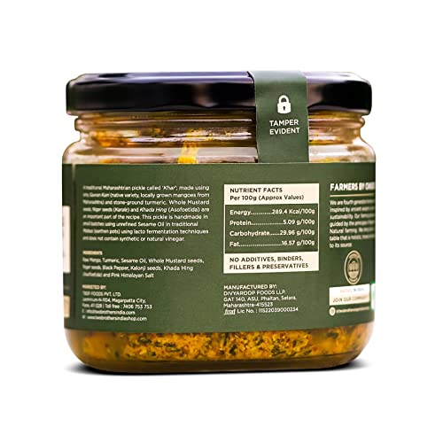 Image of Two Brothers Organic Farms - Raw Mango Pickle (300g) | Homemade and Sundried Aam Ka Achar | Pickle Masala with No Preservatives | Made in India | Raw Pickle Mango