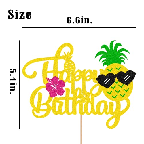 Glitter Pineapple Cake Topper Pineapple Cake Decoration Summer Fruit Hawaiian Tropical Aloha Luau Pineapple Donut Theme Kids Boy Girl Happy Birthday Holiday Party Cake Decoration #TOP2